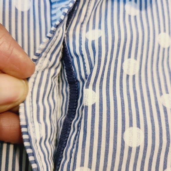 Talbots | Women's Polka Dot & Stripes Printed Button-Down Shirt (Size Medium) - Picture 5 of 9